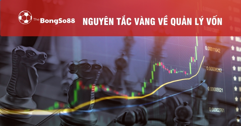 Nguyên tắc vàng về quản lý vốn của BongSo88, minh họa bằng các quân cờ mã trên bàn cờ và một biểu đồ tài chính tăng trưởng.