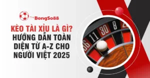 Kèo tài xỉu là gì? Hướng dẫn toàn diện từ A-Z cho người Việt 2025, với hình ảnh minh họa là bánh xe roulette.