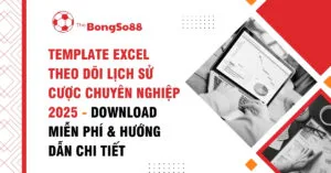 Template Excel theo dõi lịch sử cược chuyên nghiệp 2025, download miễn phí với hình ảnh người dùng laptop phân tích dữ liệu.