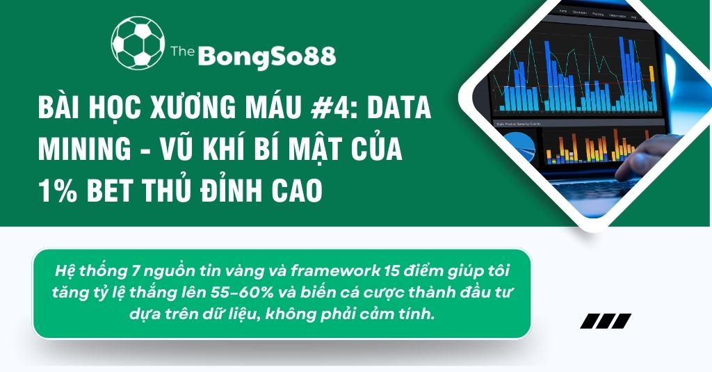 Bài học xương máu #4 từ The BongSo88: Data Mining là vũ khí bí mật của 1% bet thủ đỉnh cao, minh họa bằng biểu đồ dữ liệu.