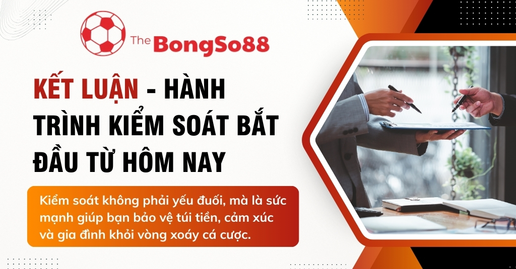 Hai người ký kết hợp đồng bên cạnh tiêu đề "Kết luận - Hành trình kiểm soát bắt đầu từ hôm nay".