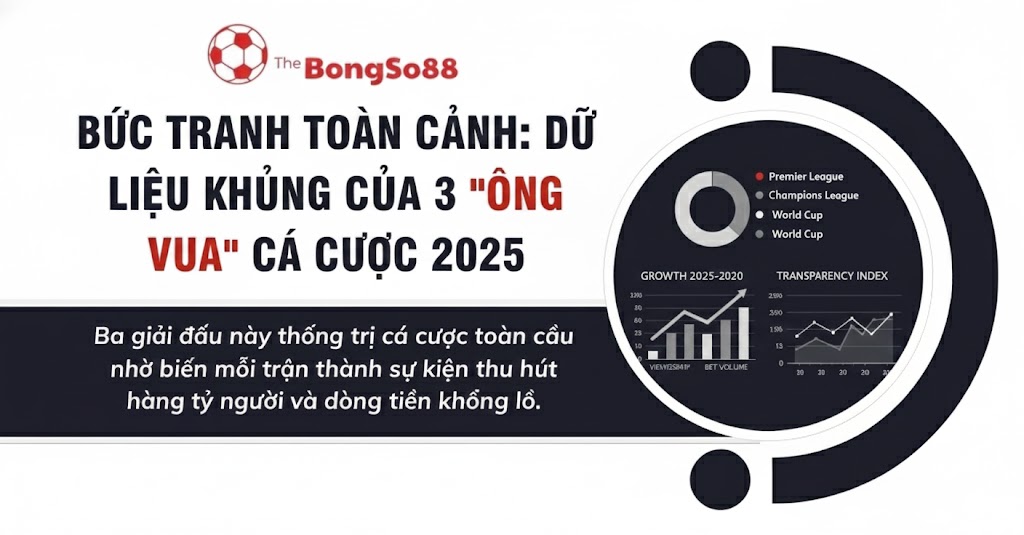Bức tranh toàn cảnh dữ liệu của 3 ông vua cá cược 2025, logo The BongSo88 và hình ảnh các trò chơi casino trực tuyến.