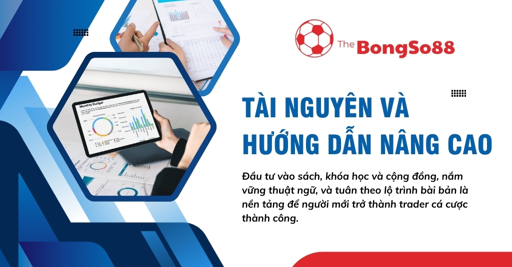 Tài nguyên và hướng dẫn nâng cao để trở thành trader cá cược, minh họa bằng hình ảnh phân tích biểu đồ tài chính.