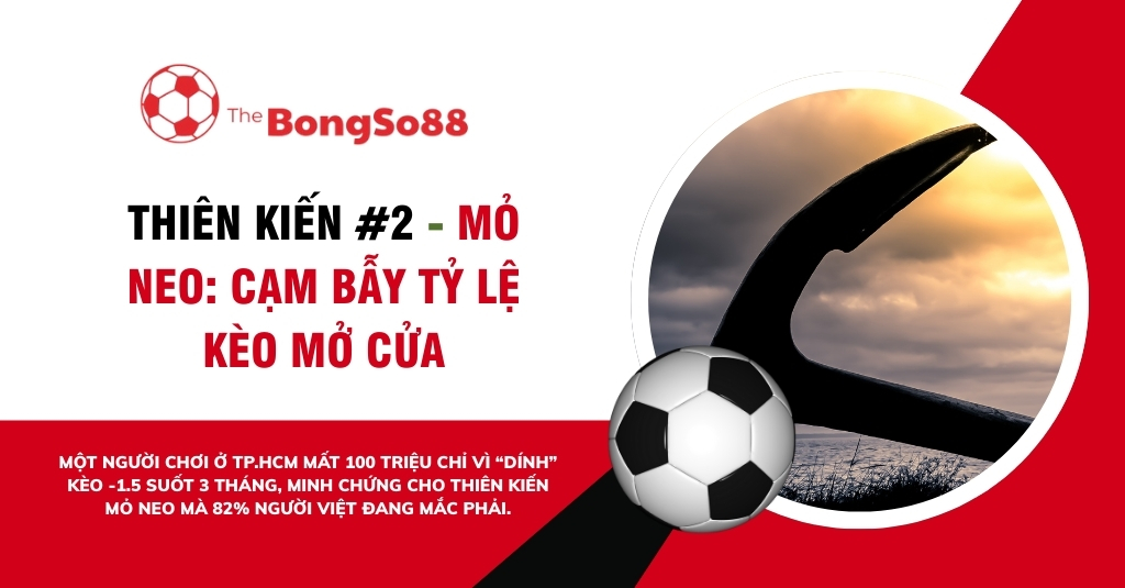 Hình ảnh mỏ neo và quả bóng đá minh họa cho thiên kiến mỏ neo, một cạm bẫy nguy hiểm từ tỷ lệ kèo mở cửa trong cá cược.