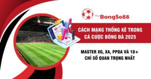Cách mạng thống kê trong cá cược bóng đá 2025, master các chỉ số XG, XA, PPDA với hình ảnh sân vận động và biểu đồ phân tích.