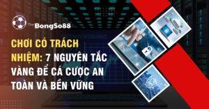 Chơi có trách nhiệm: 7 nguyên tắc vàng để cá cược an toàn và bền vững, với hình ảnh về an ninh mạng và bảo mật dữ liệu.
