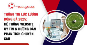 Nhóm người phân tích dữ liệu bên cạnh tiêu đề "THÔNG TIN LỰC LƯỢNG BÓNG ĐÁ 2025" và hình ảnh sân bóng của The BongSo88.