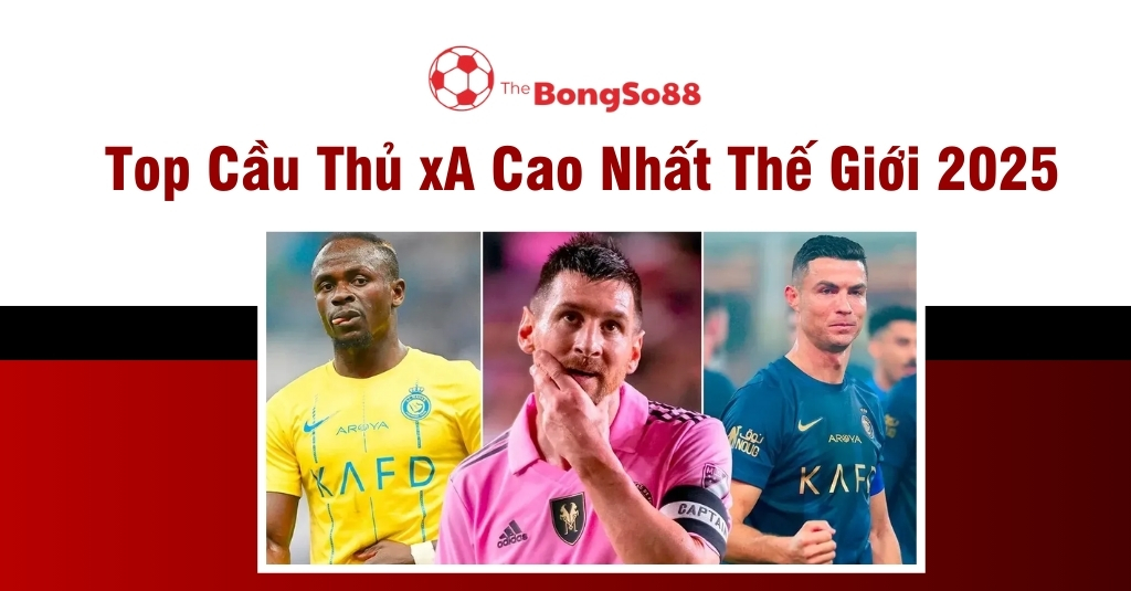 Top cầu thủ xA cao nhất thế giới 2025, với hình ảnh cận cảnh của Sadio Mané, Lionel Messi và Cristiano Ronaldo.