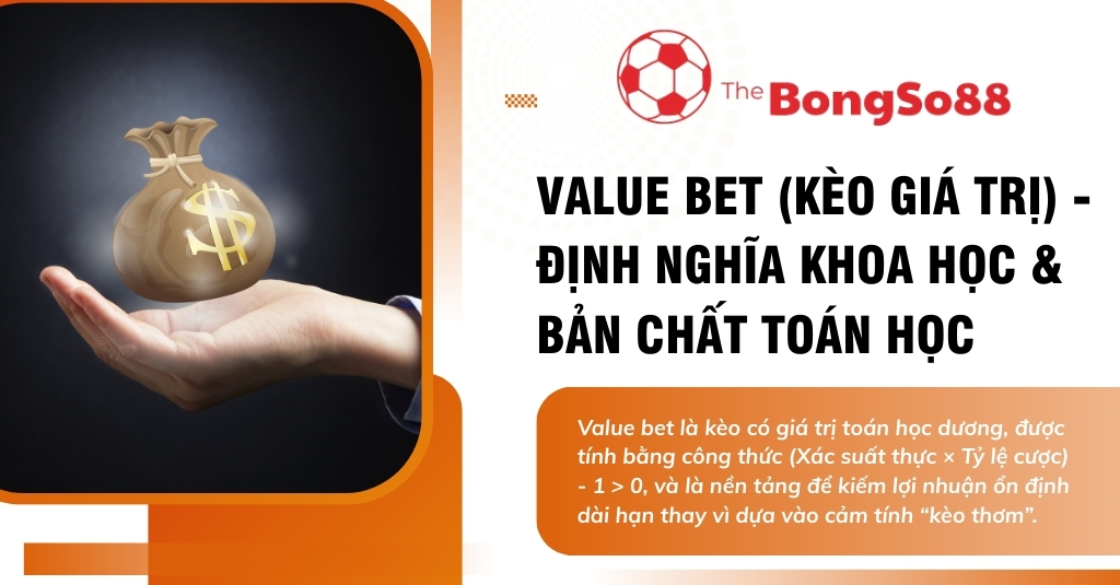 Bàn tay nâng túi tiền đô la minh họa cho khái niệm value bet - kèo giá trị trong cá cược thể thao được định nghĩa khoa học.