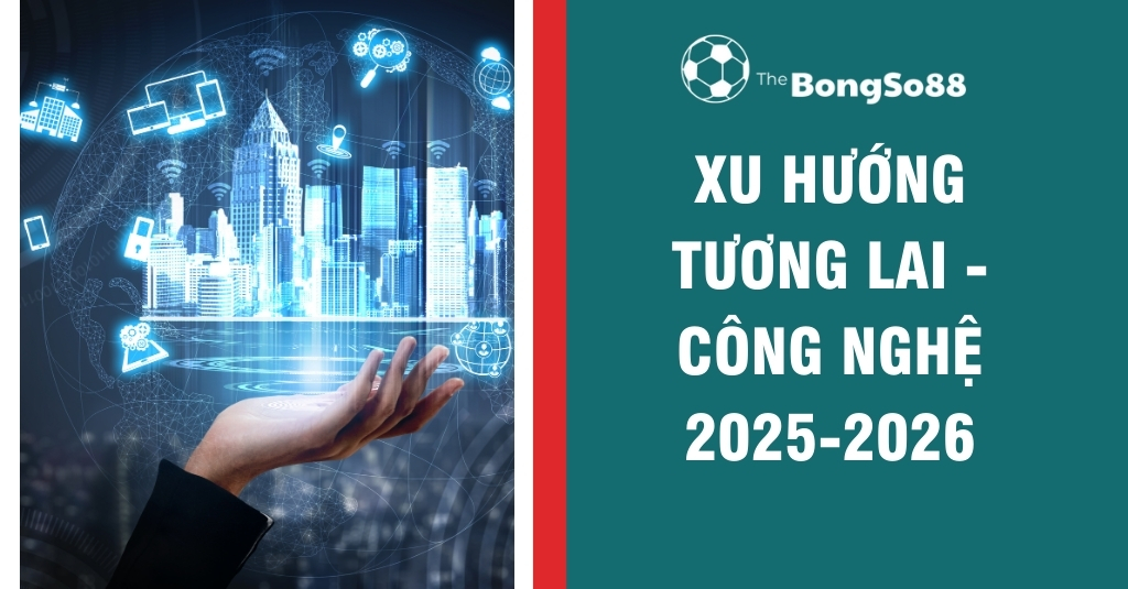 Bàn tay nâng đỡ mô hình thành phố thông minh 3D, minh họa cho chủ đề "Xu hướng tương lai - Công nghệ 2025-2026".