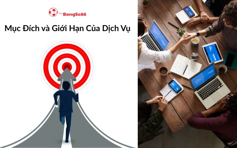 Người đàn ông chạy tới mục tiêu và cảnh họp bàn về "Mục Đích và Giới Hạn Của Dịch Vụ" của TheBongSo88.