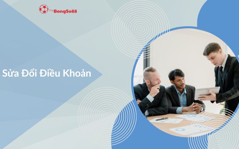 Ba doanh nhân họp bàn, xem xét tài liệu về "Sửa Đổi Điều Khoản" của TheBongSo88.